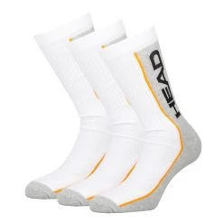 Head Stripe Crew Tennis Socks 3 Pack - White, Grey
